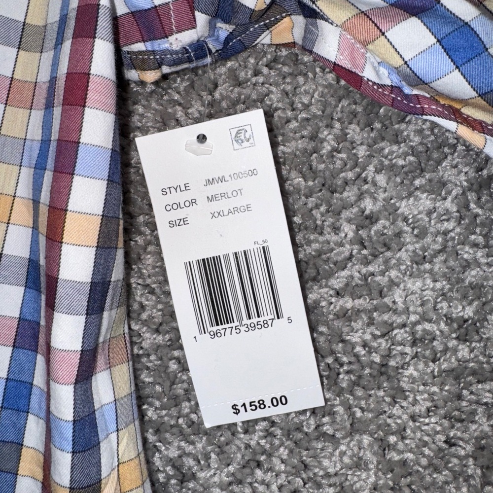 Johnnie-O Mens XXL Dartmouth Merlot Plaid Button Down Shirt Long Sleeve NEW - Picture 7 of 10